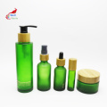 luxury cosmetic set green bamboo cap packaging glass jar bottle for lotion cream wholesale BJ-251B